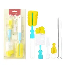 6 шт./компл., новая детская бутылка, набор щеточек для сосков, набор для очистки, губка, нинон, щетки для бутылок, бутылочка для кормления, 6 шт., костюм