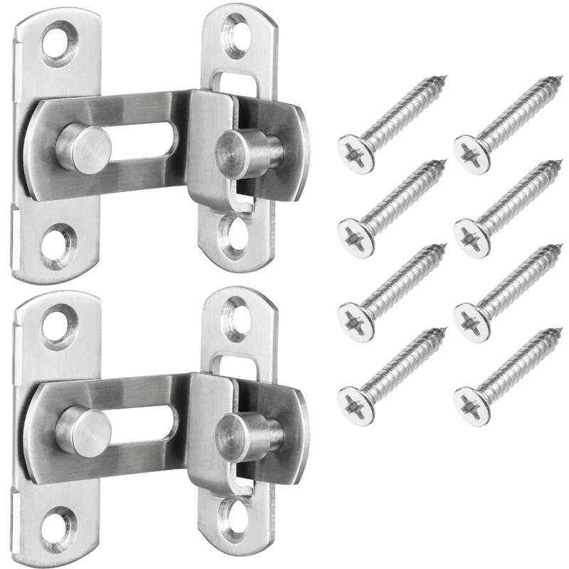 

2 Pieces 90 Degree Right Angle Door Latch Hasp Bending Latch Buckle Bolt Sliding Lock Barrel Bolt with Screws for Doors and Wi