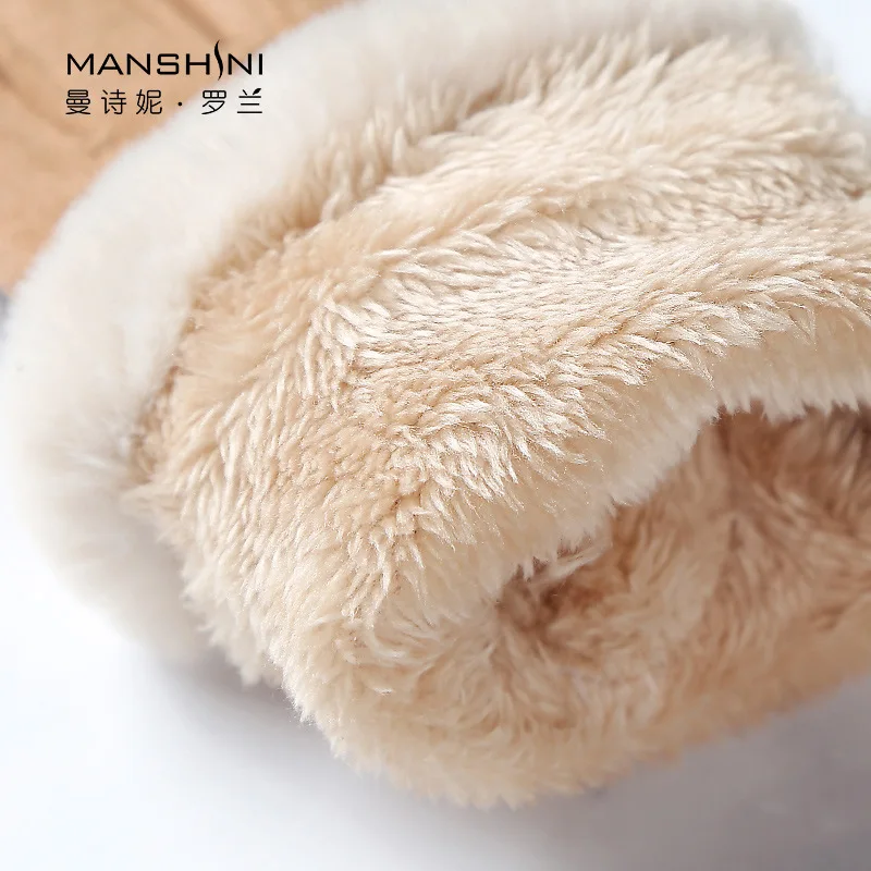 Suede gloves woman winter lovely students warm telefingers gloves velvet lining thick warm windproof touch screen gloves 0224