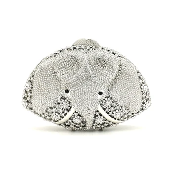 

Luxury women evening party bag bridal wedding diamonds bag rhinestone accessories elegant animal elephant crystal bag purses