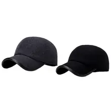 Мужская и Женская Бейсболка, осенняя и зимняя шерстяная уличная теплая шапка с защитой от ушей из искусственной кожи, Кепка для бега и пешего туризма