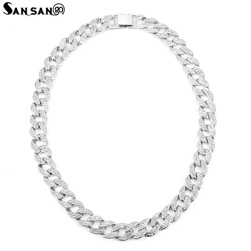 

Silver Plated Iced Out Paved Rhinestones CZ Rapper Necklace For Woman Man Hip Hop Necklace Jewelry Gift