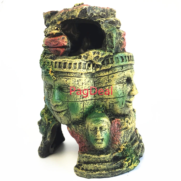 Украшения для аквариума статуя головы Будды экзотическая среда древняя каменная голова руины ангкорватский храм лицо аквариумный орнамент