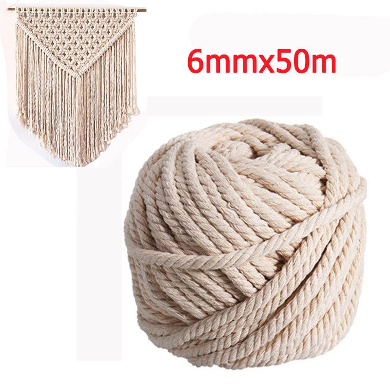 

String Rope 6mm*50m Macrame Strong Weaving Diameter Thread Making 6mm Cotton