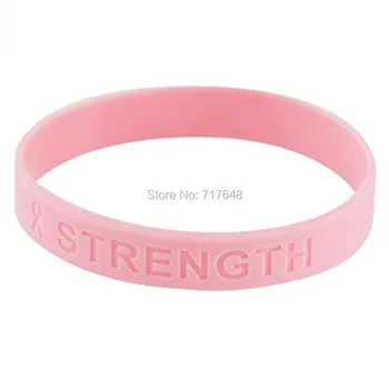 

100pcs Pink Ribbon Breast Cancer Awareness debossed wristband silicone bracelets free shipping by epacket A
