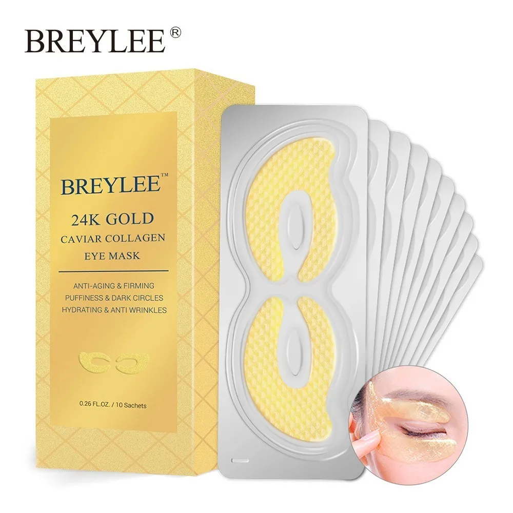BREYLEE 24K gold eye mask caviar collagen essence new style eye patch