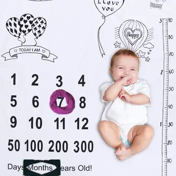 

Milestone Blanket Cartoon Print Background Cloth Newborn Baby Photography Props Decor Towels Monthly Growth Commemorative Gift