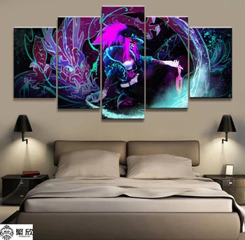 

Home Decor Modular Canvas Picture 5 Piece Akali K/DA League of Legends LOL Game Painting Poster Wall For Home Canvas Wholesale