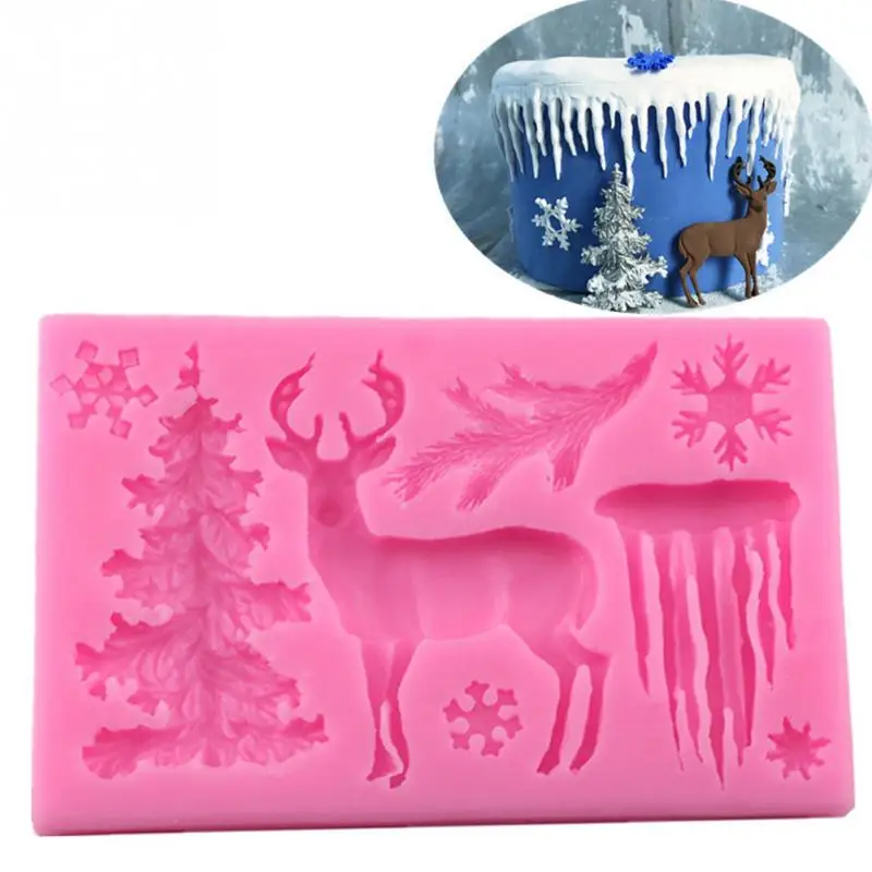 

Christmas tree Deer Shaped Silicone Mold Cake Decoration Fondant cookies tools 3D Road board Silicone Mould Candy decors tool