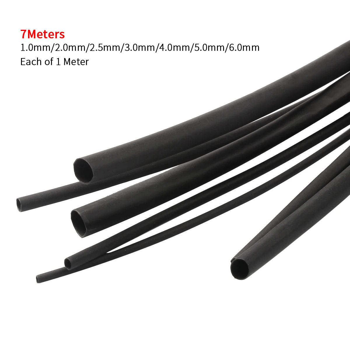 

7PCS 1/2/2.5/3/4/5/6mm Heat Shrink Set Cable Sleeve Heat Shrink Tubing Tube Wrapped Braided Sleeving Cables Retractable