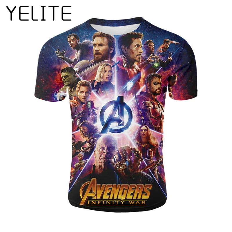 YELITE фильм Marvel футболка Мстители Endgame 3D Футболка с принтом Мужская хип-хоп