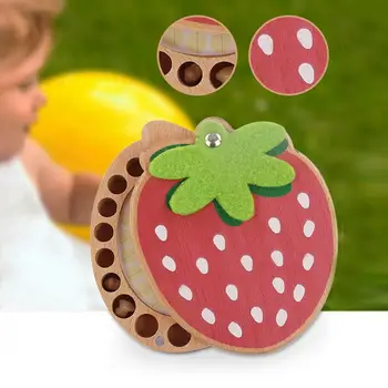 

Creative Strawberry Shape Wooden Crafts Deciduous Teeth Baby Baby Hair Deciduous Teeth Storage Box Baby Tooth Box Organizer