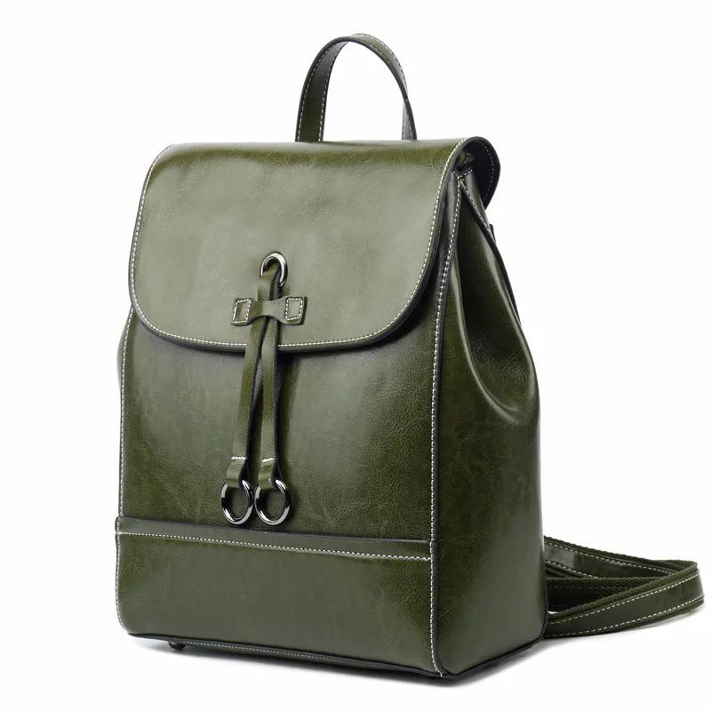 

High Quality Genuine Leather Backpack Knapsack One Shoulder Bag Travel Bag Fashion Girls Daypack Women Oil Wax Cowhide Rucksack