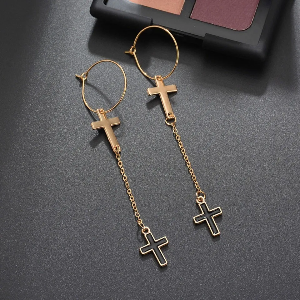 

New Arrival Classic Cross Long Dangle Drop Earrings Fashion Jewelry For Women Girls Trendy Minimalism Party Earrings Gold