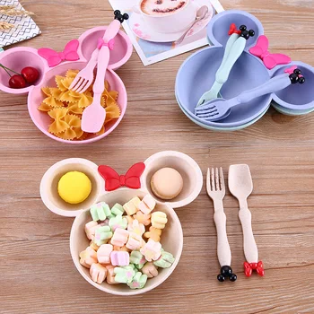 

3pcs/set children wheat straw bowl kids learning bowls thicken cute baby bowl BPA free opp packing