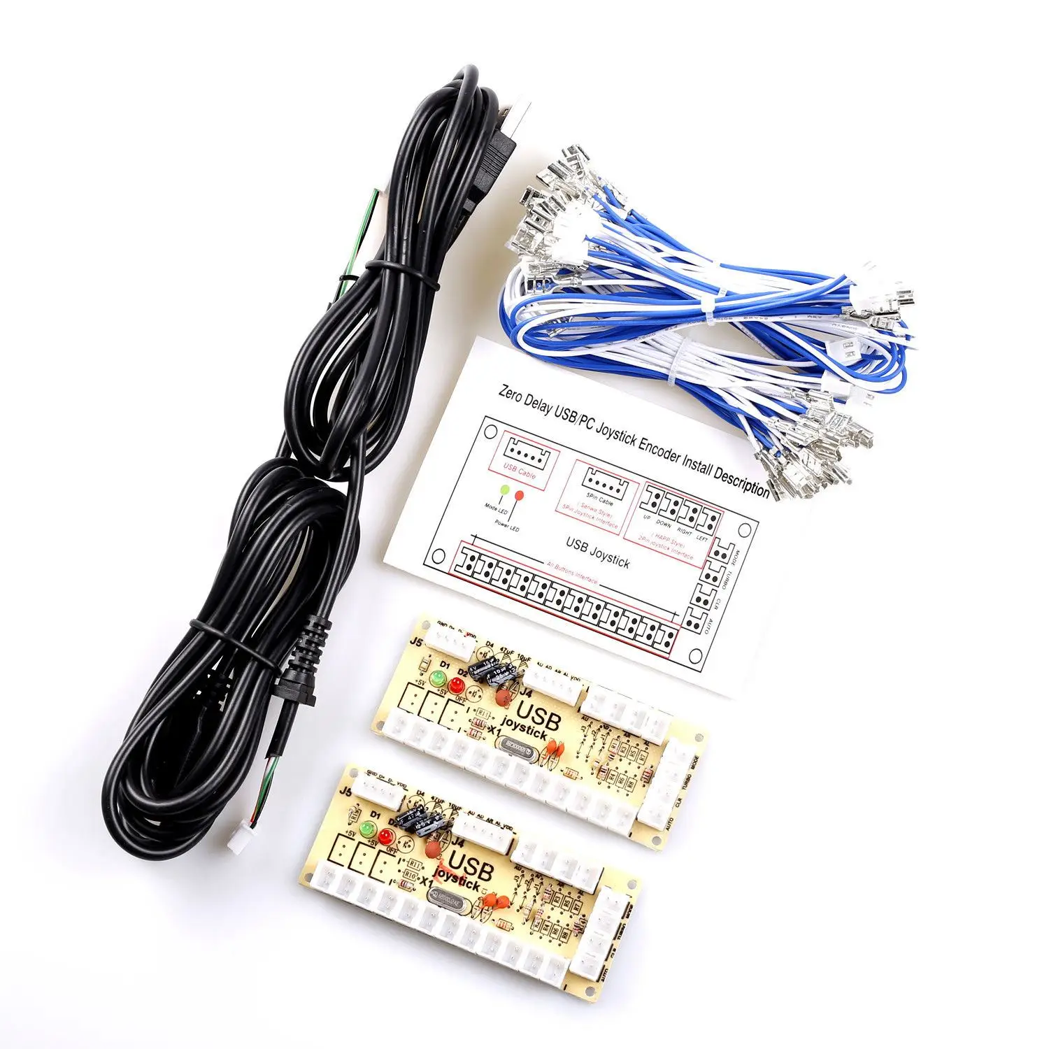 

FBIL-2X Zero Delay Arcade USB ENCODER PC TO JOYSTICK FOR 2PIN JOYSTICK & 4.8MM BUTTON