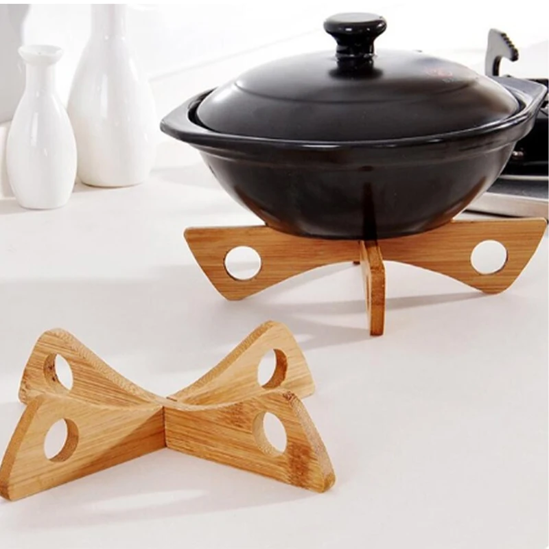 

2019 New Tray Rack Detachable Wooden Table Mat Kitchen Pot Heat Insulated Cooling Dish Potholders Gadget Holder Anti-Hot Pad