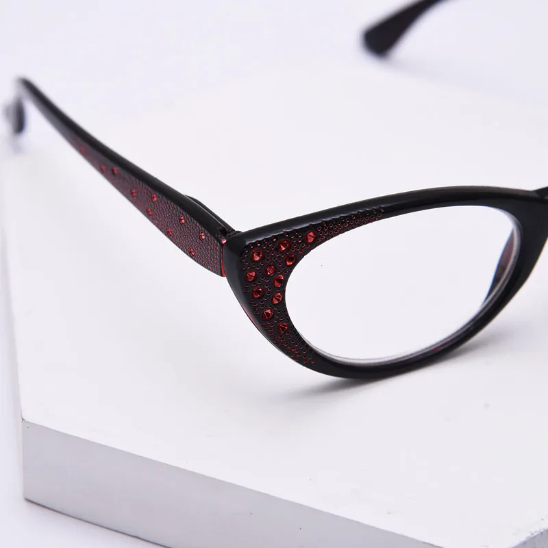 Oulylan очки для чтения «кошачий глаз» женские модные алмазные очки для дальнозоркости женские очки Портативные+ 2,0