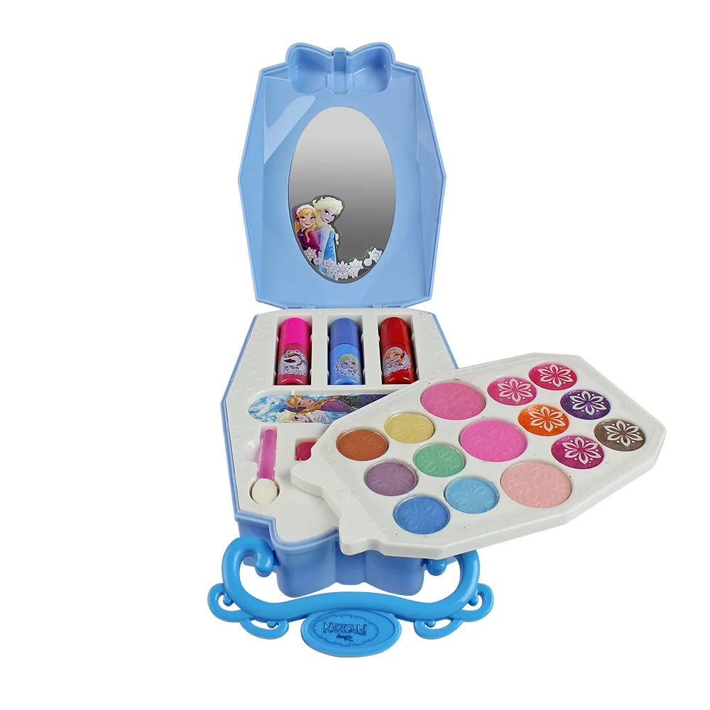 

Frozen Princess Makeup Suitcase Children's Cosmetics Suitcase Safe Non-Toxic Girl Makeup Kit Box Eyeshadow Lipstick Palette Box