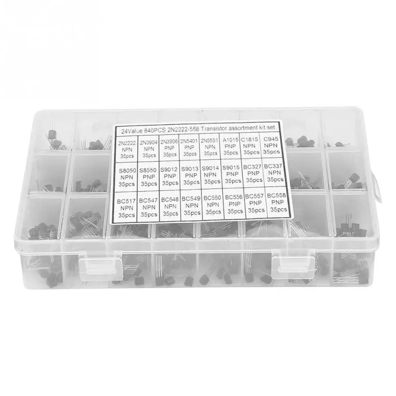 840 шт. NPN PNP TO-92 2N2222A-BC558 транзистор ассортимент DIY Kit Hot