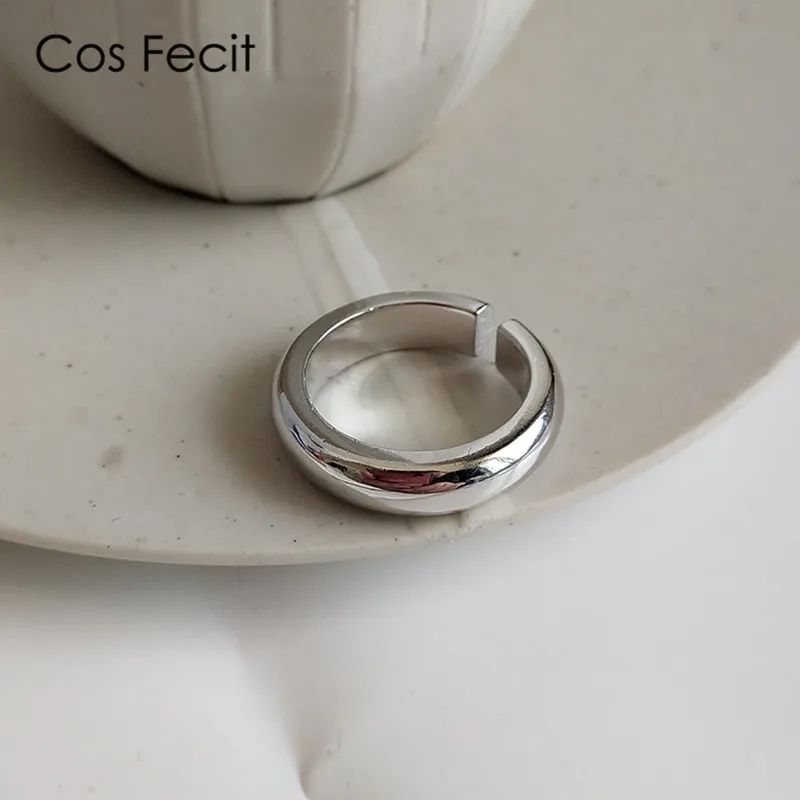 

CosFecit Real 925 Sterling Silver Rings for Women Simple Opening Index Finger Ring Female Big Fine Jewelry Silver 925 Gift RS102