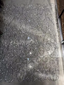 

African Lace New Arrivals Embroidery Best African French Net Lace With Sequins Hot Sale Sequin Net Fabric rose gold