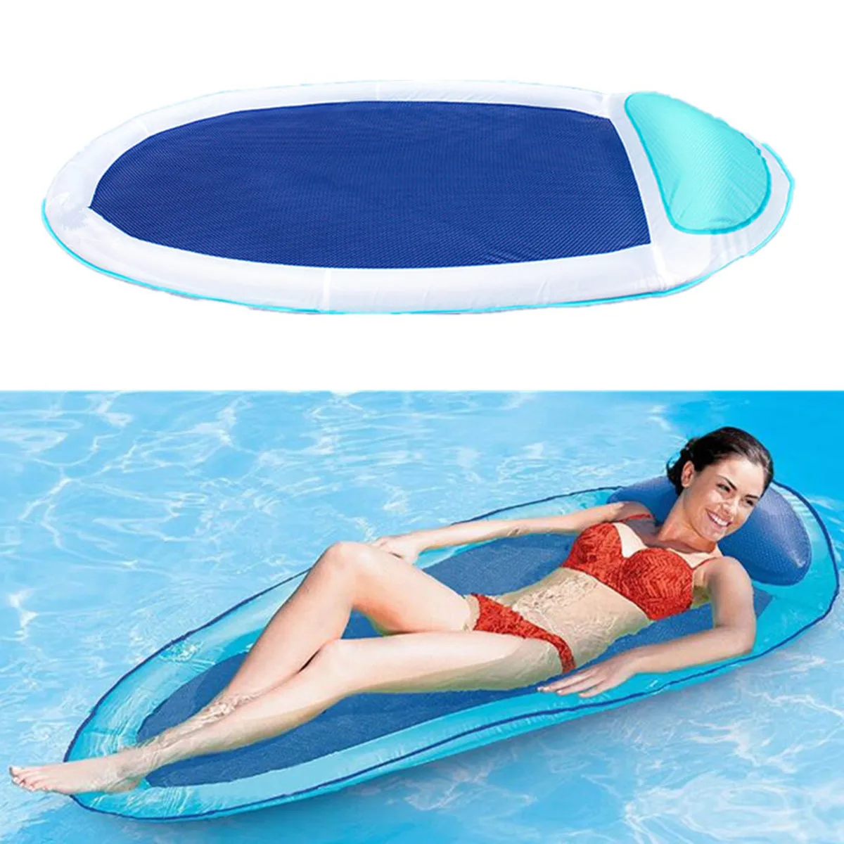

Foldable Floating Water Hammock Float Lounger Floating Toys Inflatable Floating Bed Chair Swimming Pool Inflatable Hammock Bed