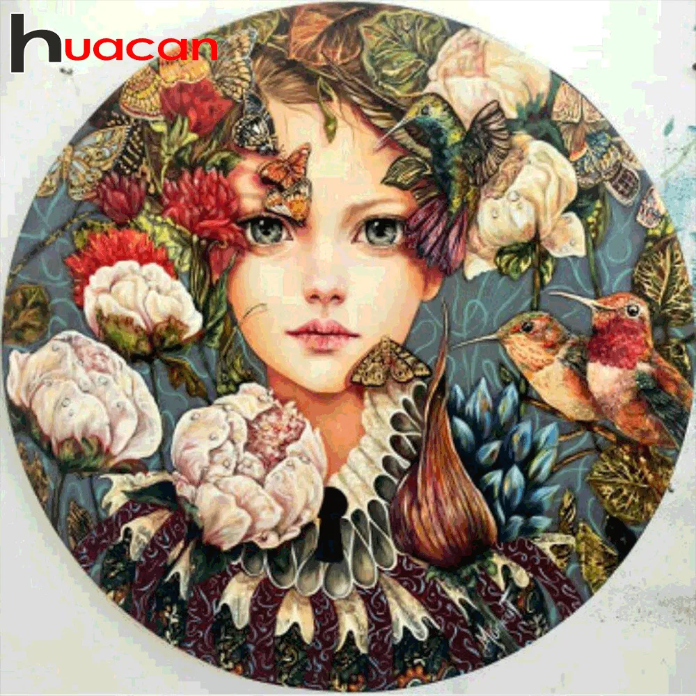 

Huacan DIY Diamond Painting Full Square Cartoon Girl Diamond Embroidery Mosaic Full Display Picture Of Rhinestones Home Decor