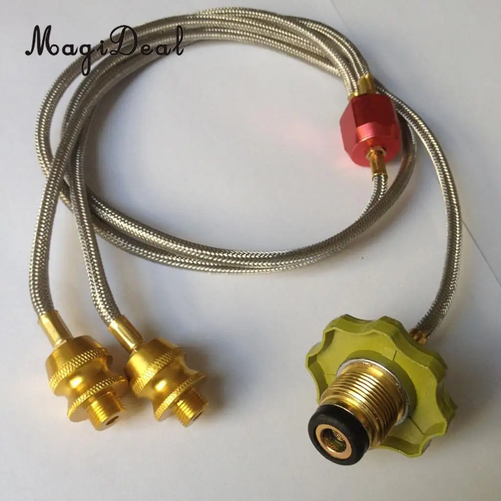 2 Way Adapter Burner for Double Gas Stove Camping Propane Refill Adapter Flat Cylinder Tank Coupler Outdoor Fishing Picnic