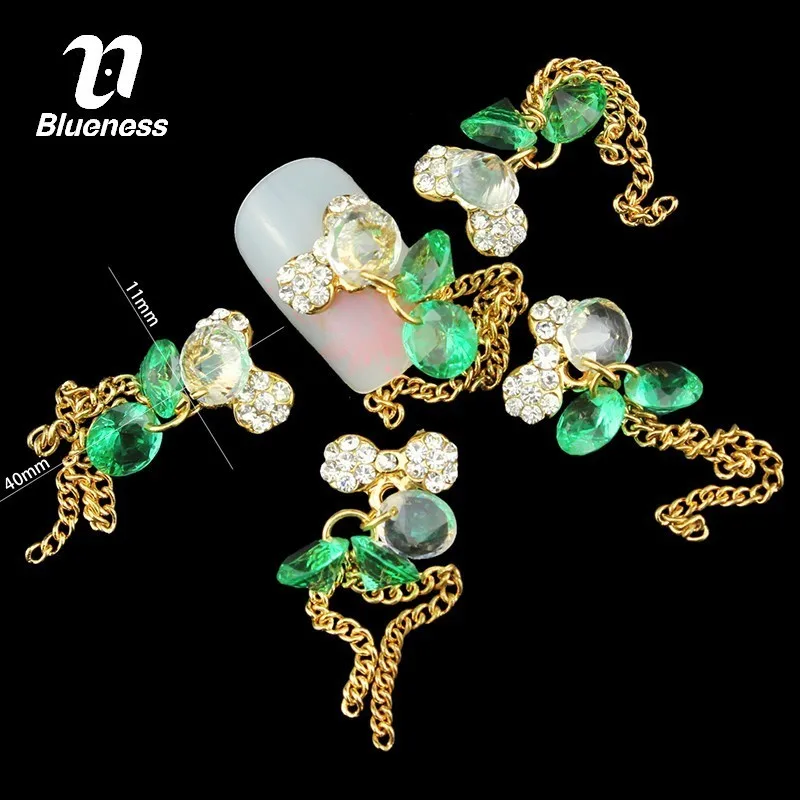 

Blueness 10pcs/lot 3D Nail Art Decoration Green Crystal Nails Design Jewelry Adhesive Stud Supplies Glitter Nails Rhinestones