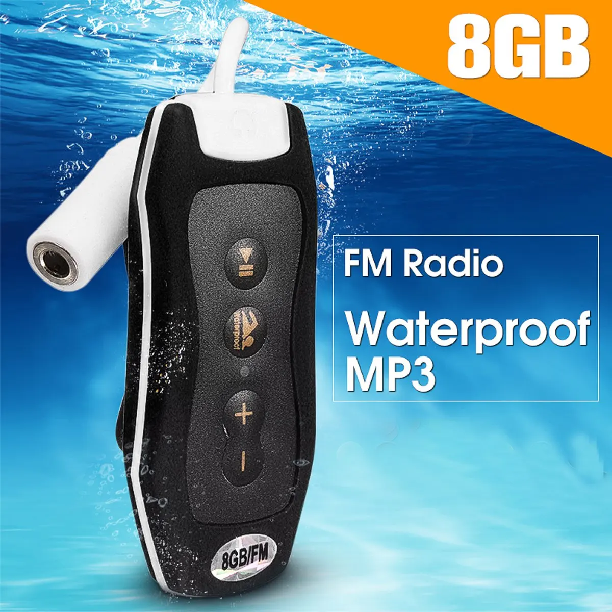 

LEORY Waterproof 8GB MP3 Music MP3 Player Mini Portable FM Radio MP3 Player Waterproof Earphone USB Cable For Swimming Diving