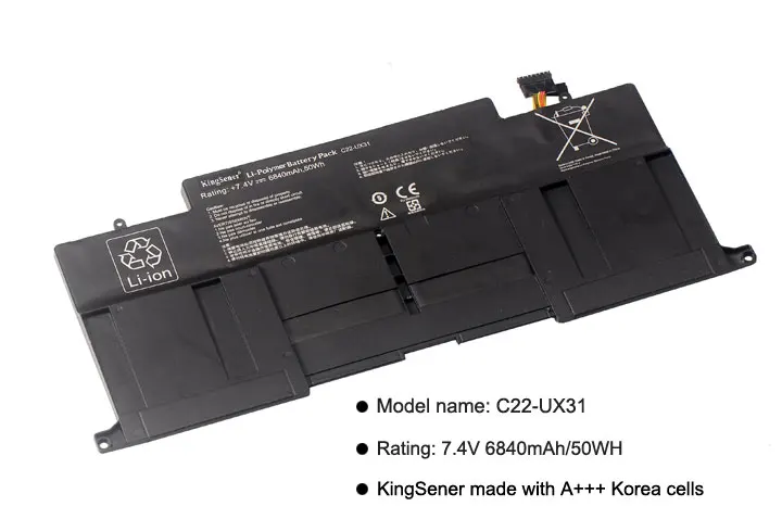 KingSener C22-UX31 Аккумулятор для ноутбука Asus Zenbook UX31 UX31A UX31E UX31E-DH72 C22-UX31 C23-UX31 7,4 V 50WH/6840 мА-ч