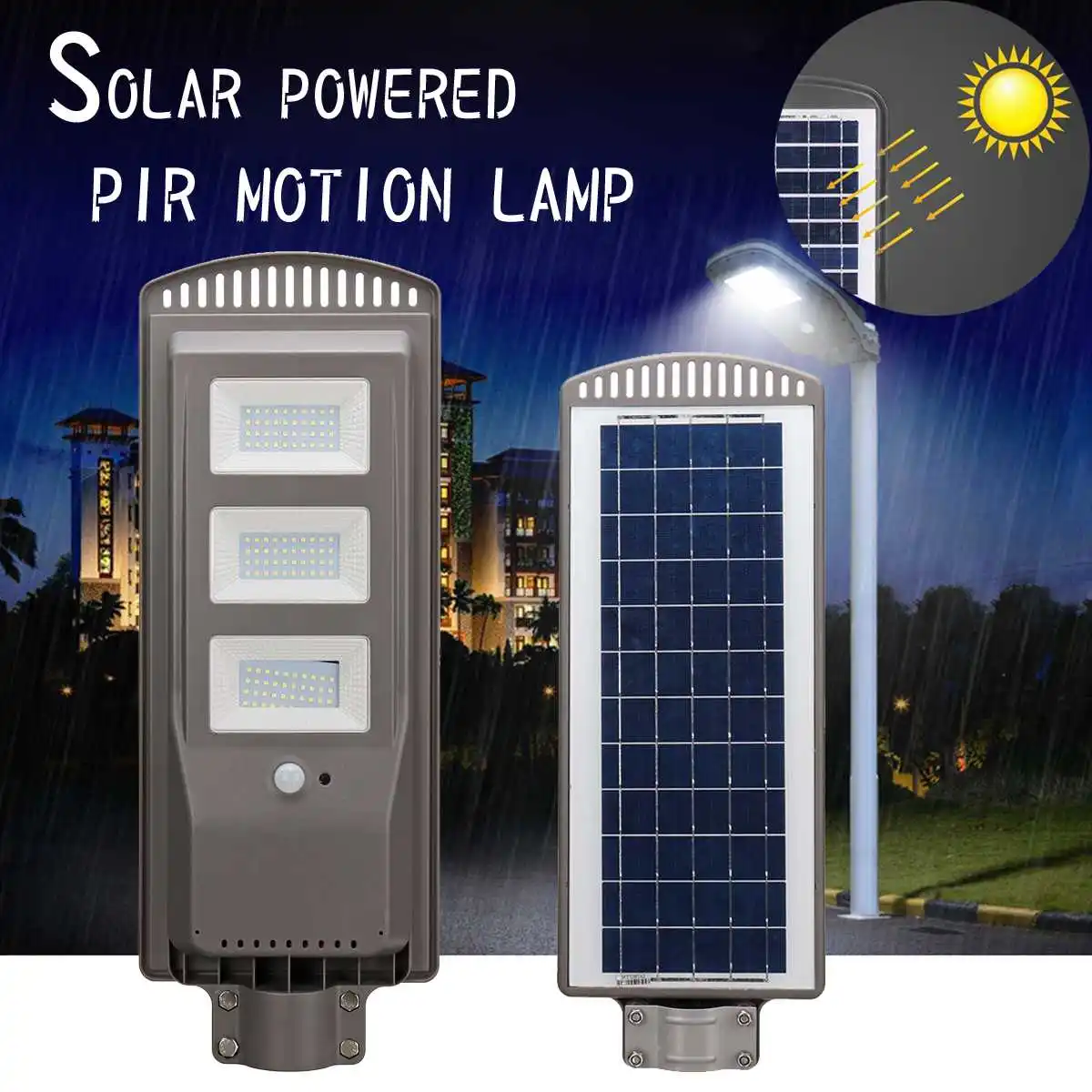 

60W LED Sensor Solar Powered Wall Street Light Lamp Aluminum Alloy Wterproof IP67 for Outdoor Path Lighting