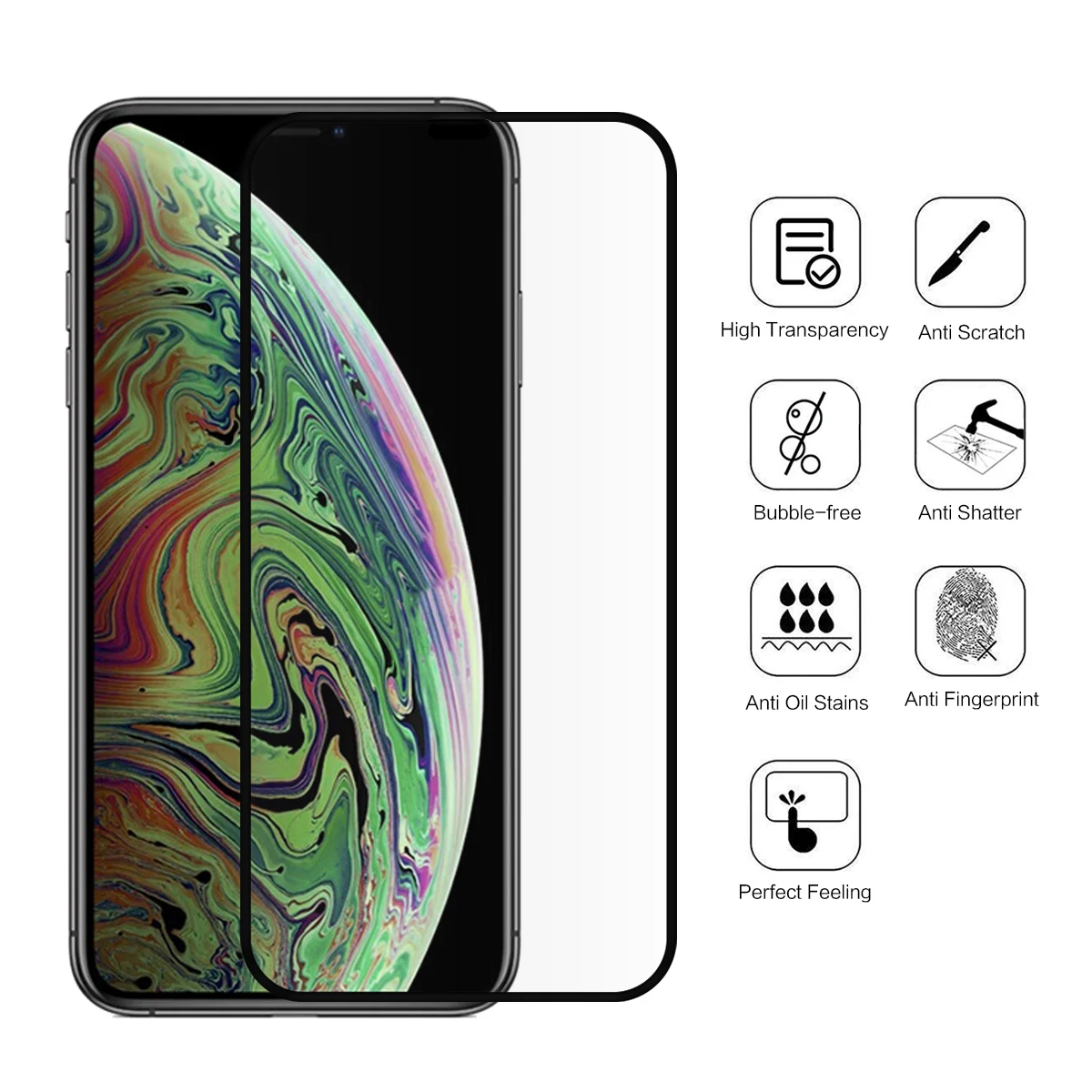 2 упаковки из закаленного стекла для iPhone Xs Max/Xr 6D Защитная пленка для экрана телефона с защитой от царапин для iPhone Xs Max/Xr Phone