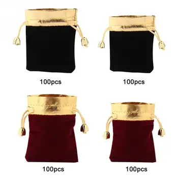 

New 100PCS 8 * 10cm/10 * 12cm Luxury Pouches Packing Drawstring Bag for Gift Jewelry Party Wedding Makeup Favor Pouch Bag