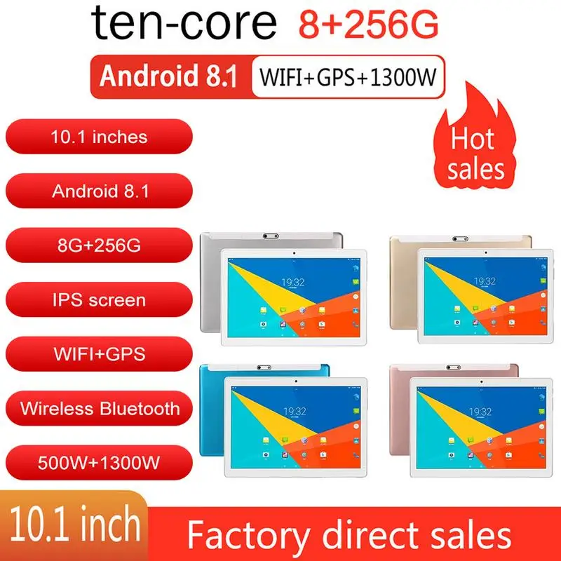 

Tablet Ten Core 8G+256G Android 8.1 10.1 Inch Curved Screen Dual Card Dual Standby Photography Notebook Phone Camera