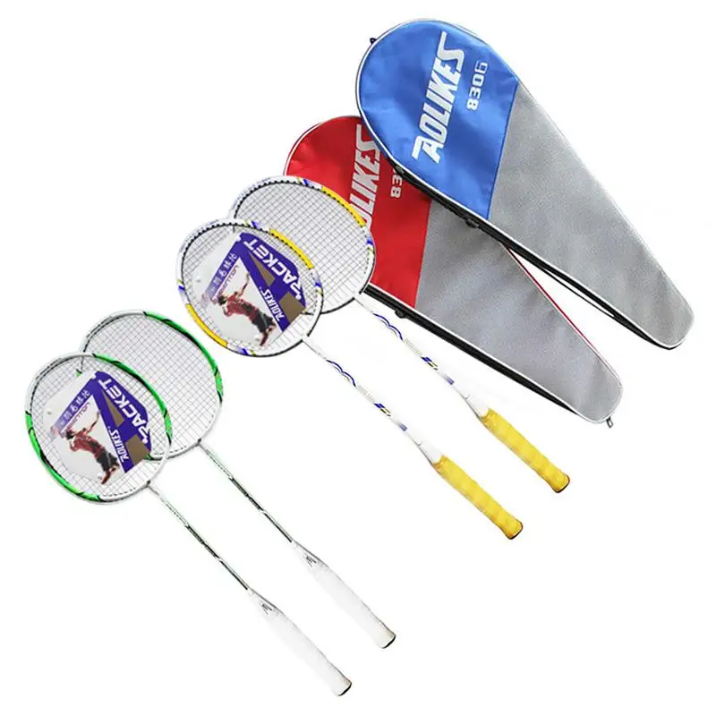 2 unids/pack raqueta de bádminton portátil y ligero ruido duradero hombres y mujeres par familia de aluminio raqueta de Bádminton