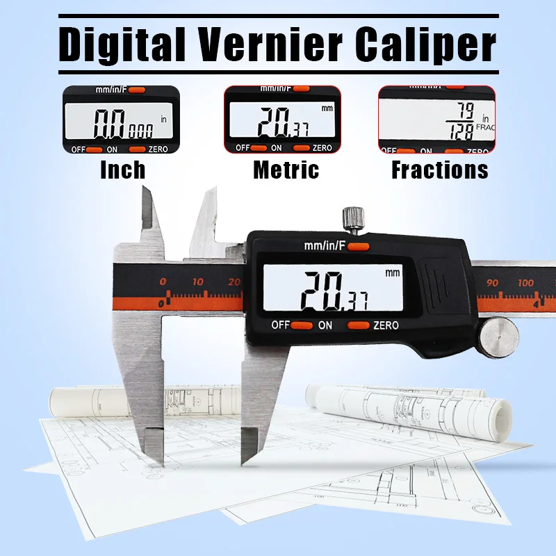 

150mm LCD Vernier Caliper Stainless Steel LCD Screen Display Digital Caliper 6 Inch Fraction MM/Inch