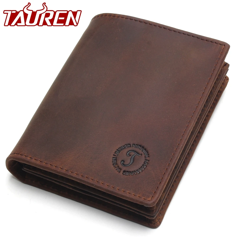 Rfid Blocking Short Wallets Crazy Horse Leather Wallet Men Genuine Leather Purse Card Vintage Male For Men Small Money Bag Rfid Blocking Short Wallets Crazy Horse Leather Wallet Men Genuine Leather Purse Card Vintage Male For Men Small Money Bag