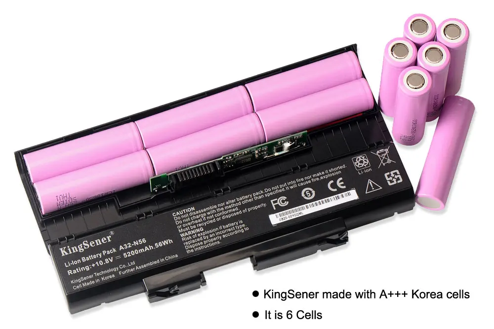 10,8 V 5200 mAh Corea celular nuevo A32-N56 batería para ASUS N46 N46V N46VJ N46VM N46VZ N56 N56V N56VJ N56VM n76 N76VZ A31-N56 A33-N56 - 2