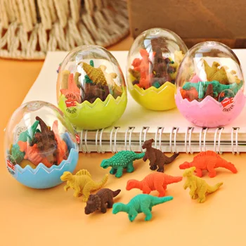 

7Pcs/set Kids Gift Funny Eraser Cute Cartoon Supplies Stationery Dinosaur-egg School Office Box Rubber Pencil Random Color