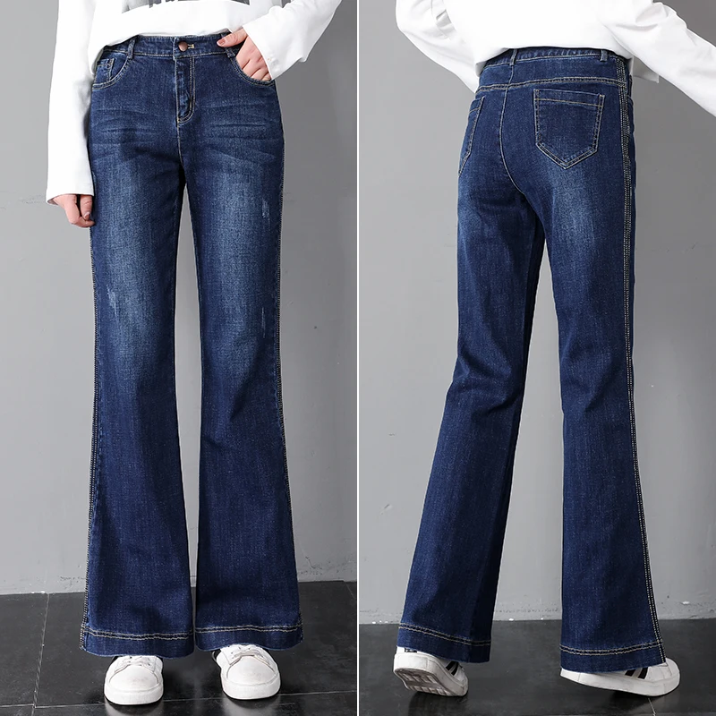 blue jeans Side stripe Wide Leg Jeans for Women High Waist Denim Pants trousers plus size streetwear loose korean fashion 2019 blue jeans Side stripe Wide Leg Jeans for Women High Waist Denim Pants trousers plus size streetwear loose korean fashion 2019