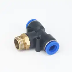 3/8 "BSP Male-Fit 10 мм OD PU трубка распределитель/тройник Т-вида 3 способа Вставной соединитель быстрый выпуск воздуха фитинг 0,8 МПа