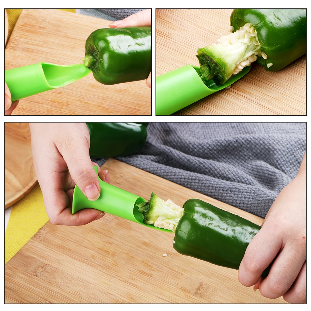 

HILFIE Cooking Tools Bell Pepper Chili Pepper Cutter Seed Remover Corer Slicer Jalapeno Corer 2pcs/set Fruit Peeler