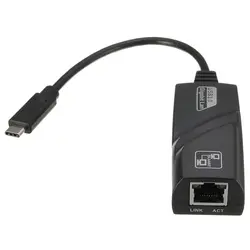 Тип-C Порты и разъёмы к RJ45 Gigabit Ethernet LAN Сетевой кабель USB 3,1 адаптер Черный