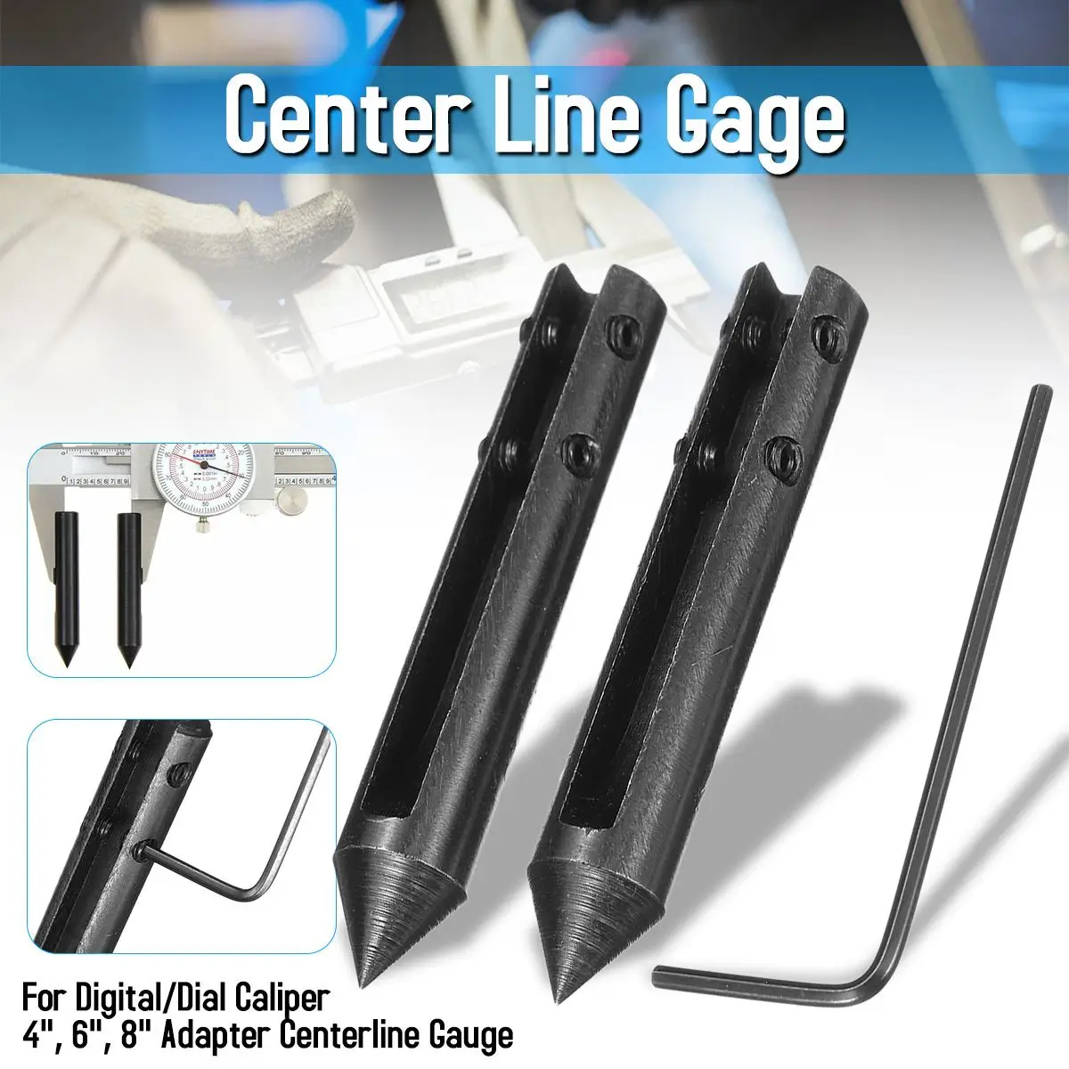 

Centerline Measurment Center Line Gage Conical For 4" 6" 8" Vernier Dial Caliper for Dimension over 0.375" for Dial Calipers