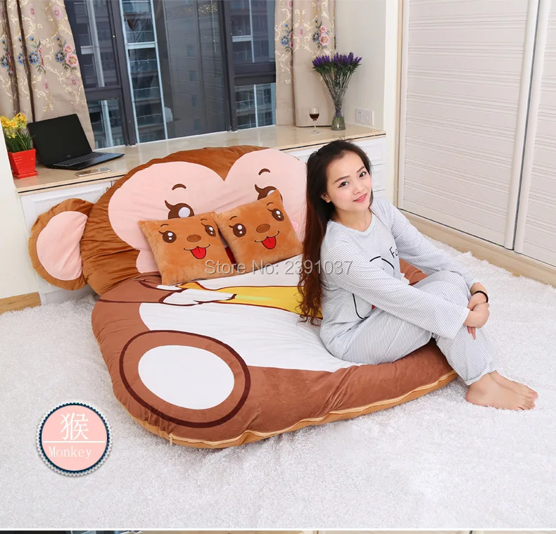 buy 1.5x2m Cartoon Monkey Mattress for Children Chinese Zodiac double Tatami Sleeping Bed Beanbag Sofa Warm Cartoon Tatami Sleeping