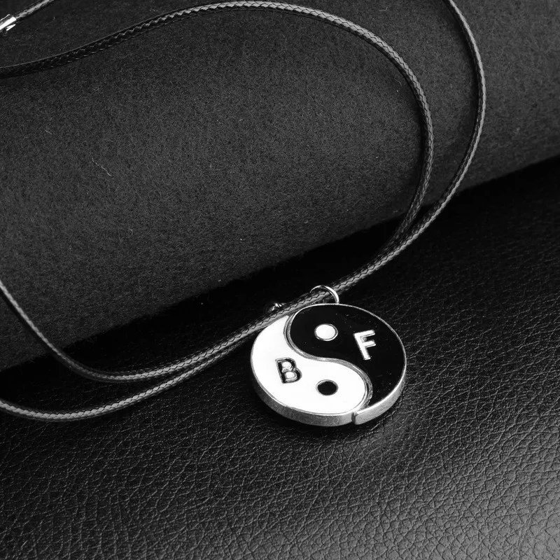 2 шт./компл. модное ожерелье Yin Yang Tai Chi с кожаной цепочкой для лучших друзей Bff