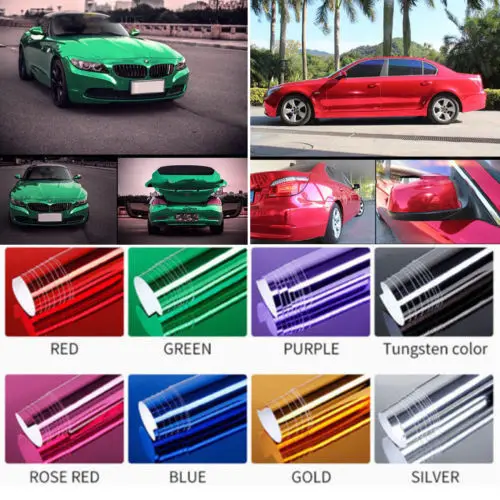 Cool Glossy Chrome Mirror Vinyl Auto Wrap Sticker Film Sheet Decal Bubble Free