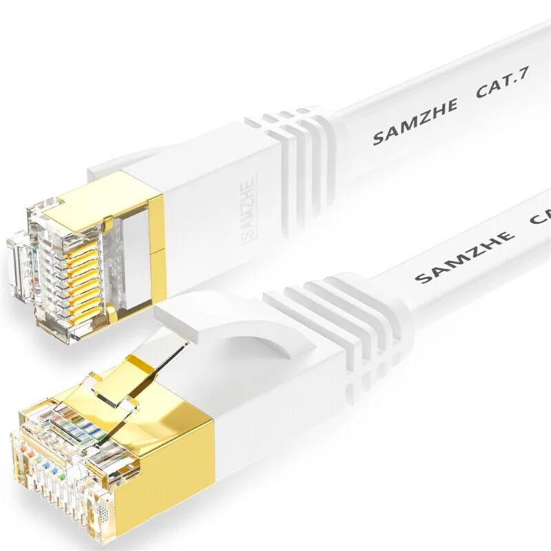 

1~10M CAT7 STP 10Gbps White Flat RJ45 Ethernet Patch Cable Networking LAN Cable Cat 7 RJ45 Oxygen Free Copper Ethernet Cable